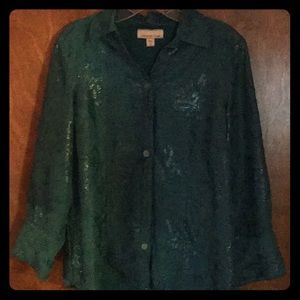 Size M 10–12 blue button up blouse Coldwater Creek